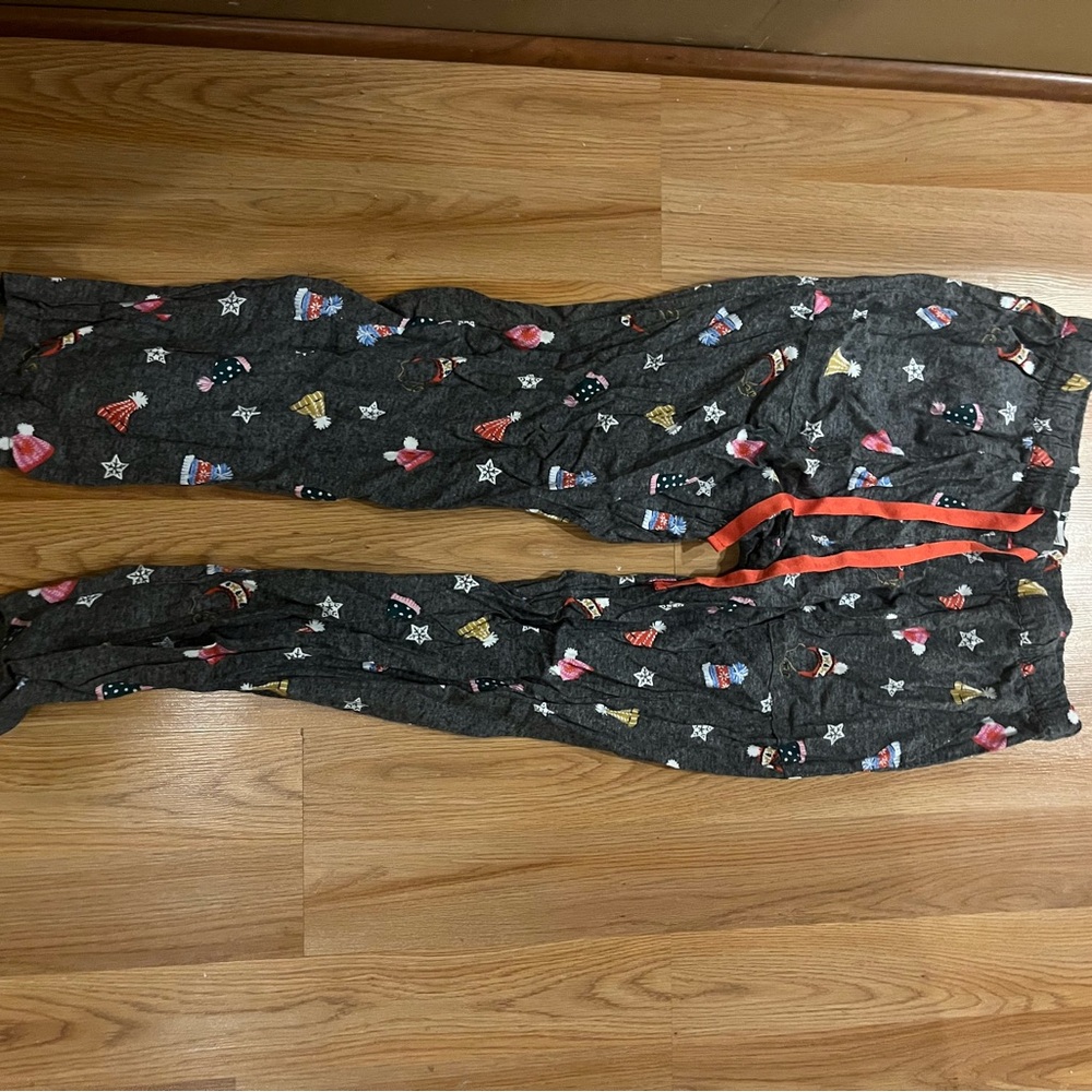 Cozy Gray Pajama Pants with Festive Print
